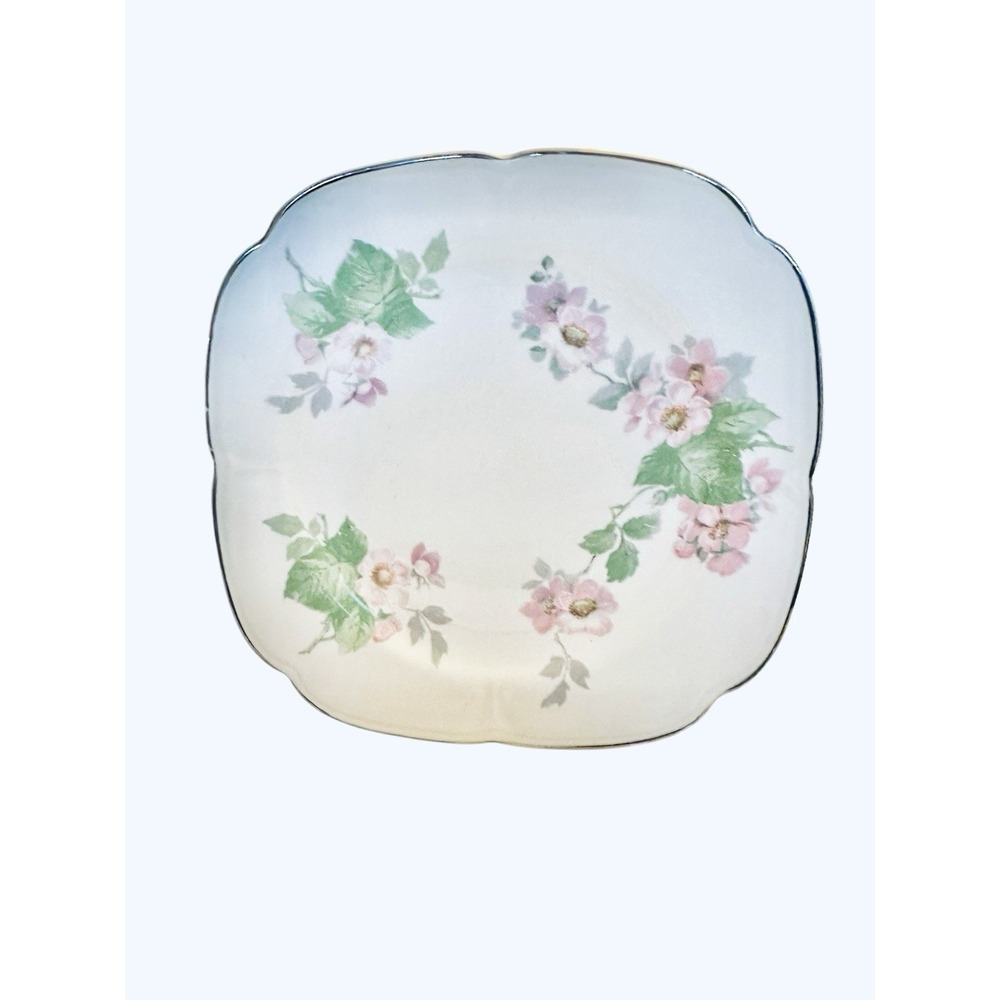 6 Edwin Knowles China Co. Gloria 1930's Platinum Edged 7 Inch Salad Plates